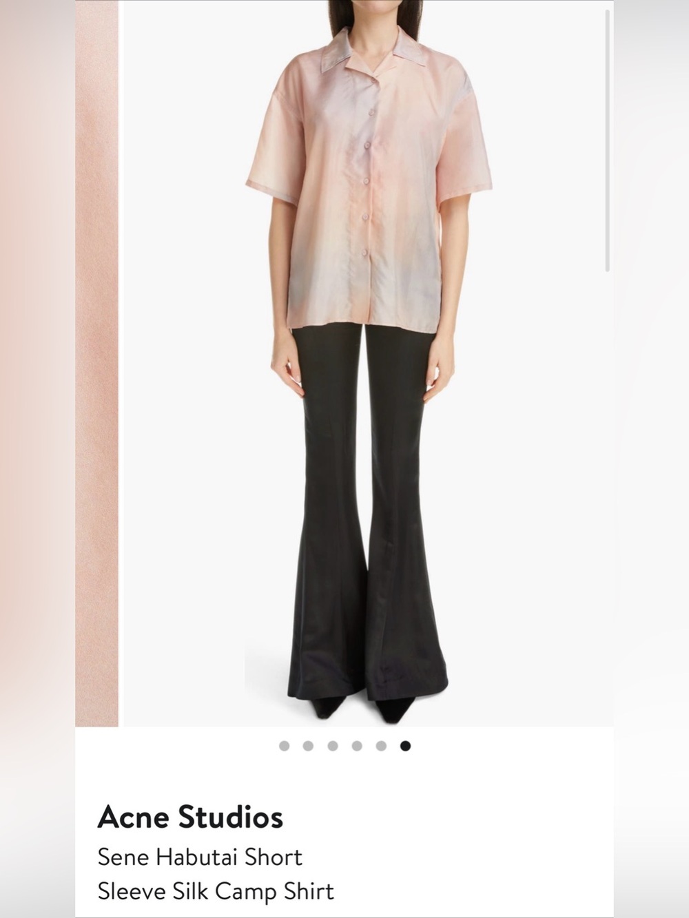 Acne women’s camp shirt “habutai” Short-Sleeve Silk Button-Up